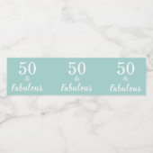 50 en Fabulous 50th Verjaardag Typografie Water Bo Waterfles Etiket (Enkel label)