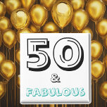 50 en Fabulous 50th Year Birthday Celebration Magneet<br><div class="desc">Ben je klaar om de fabelheid van 50 te vieren? Onze 50 en Fabulous 50th Year Birthday Celebration Magnet is de perfecte manier om uw mijlpaal 50th birthday bash party vieringen te herdenken! Deze moderne typografische tekstmagneet verkondigt moedig "Fifty and Fabulous" in zwart en opvallend turquoise blauw, waardoor het een...</div>
