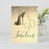 50 en Fabulous 5eth Elegant Glitter Gold Kaart (Staand voorkant)
