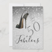 50 en Fabulous 5eth Elegant Glitter Silver Kaart (Voorkant)