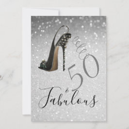 50 en Fabulous 5eth Elegant Glitter Silver Kaart