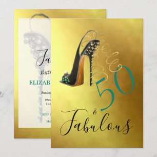 50 en Fabulous 5eth Elegant Gold Stylish Chic Kaart