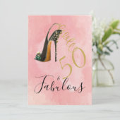 50 en Fabulous 5eth Elegant Pink Modern Kaart (Staand voorkant)