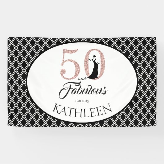 50 en Fabulous Aangepaste 50e verjaardag Spandoek (Horizontaal)