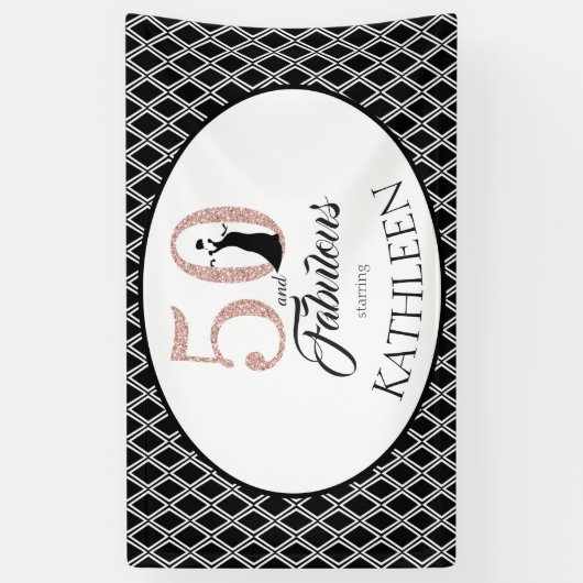 50 en Fabulous Aangepaste 50e verjaardag Spandoek (Verticaal)