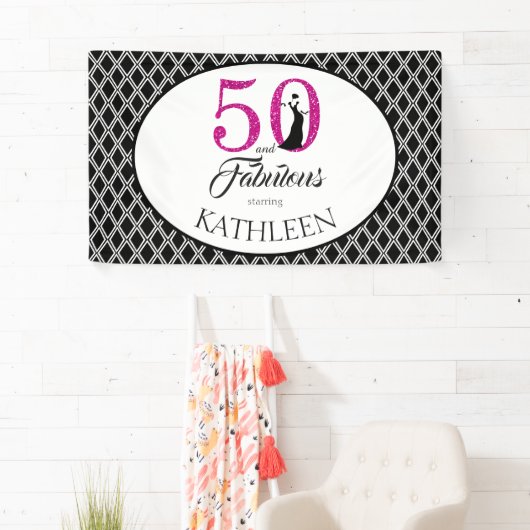 50 en Fabulous Aangepaste 50ste verjaardag Spandoek (Insitu)