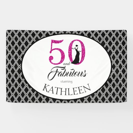 50 en Fabulous Aangepaste 50ste verjaardag Spandoek (Horizontaal)