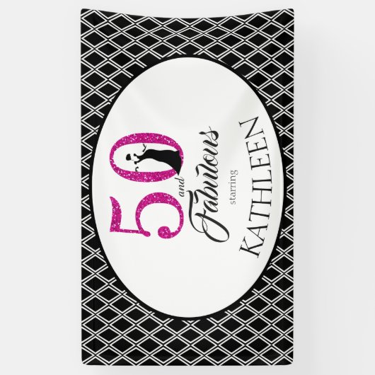 50 en Fabulous Aangepaste 50ste verjaardag Spandoek (Verticaal)