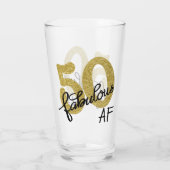 50 en Fabulous AF | Golfdag in de vorm van een ton Glas (Achterkant)