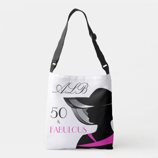 50 en Fabulous Art Deco Elegant 50th Birthday Crossbody Tas (Achterkant)