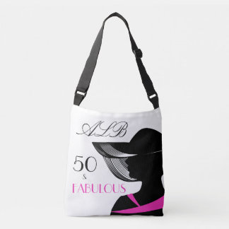 50 en Fabulous Art Deco Elegant 50th Birthday Crossbody Tas