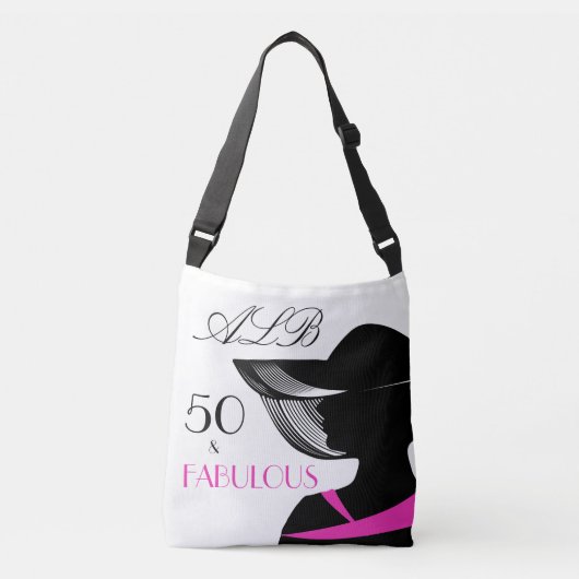 50 en Fabulous Art Deco Elegant 50th Birthday Crossbody Tas (Voorkant)