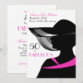 50 en Fabulous Art Deco Elegant 50th Birthday Kaart (Voorkant / Achterkant)