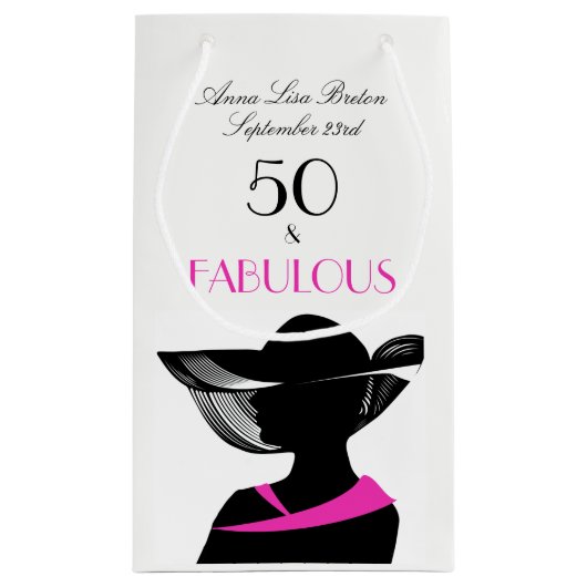 50 en Fabulous Art Deco Elegant 50th Birthday Klein Cadeauzakje (Achterkant)