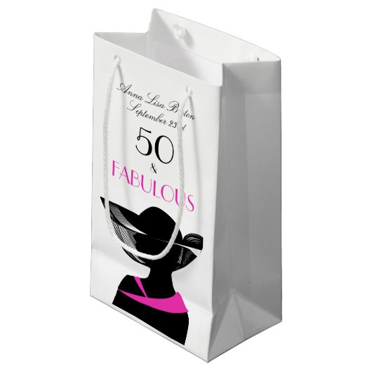 50 en Fabulous Art Deco Elegant 50th Birthday Klein Cadeauzakje (Voorkant Gekanteld)
