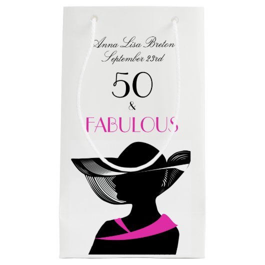 50 en Fabulous Art Deco Elegant 50th Birthday Klein Cadeauzakje (Voorkant)