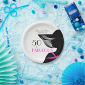 50 en Fabulous Art Deco Elegant 50th Birthday Papieren Bordje (Feest)