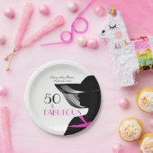 50 en Fabulous Art Deco Elegant 50th Birthday Papieren Bordje (Feest)