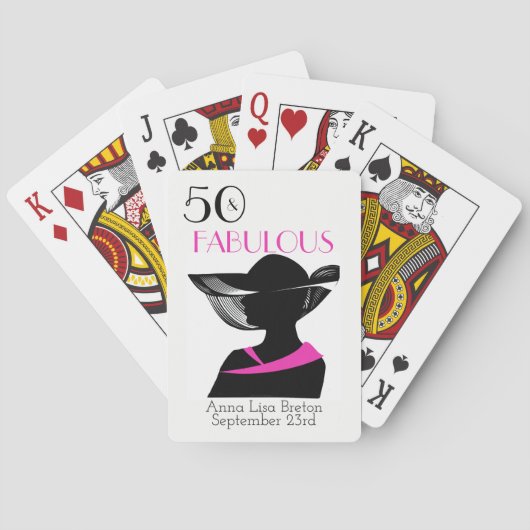 50 en Fabulous Art Deco Elegant 50th Birthday Pokerkaarten (Achterkant)
