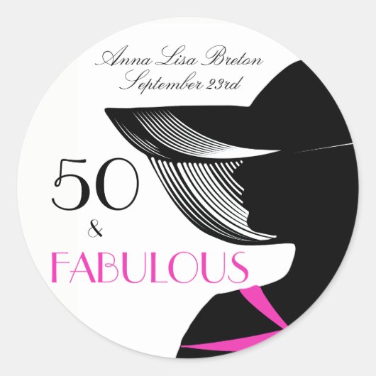 50 en Fabulous Art Deco Elegant 50th Birthday Ronde Sticker (Voorkant)