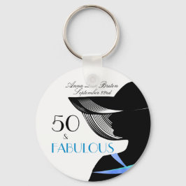 50 en Fabulous Art Deco Elegant 50th Birthday Sleutelhanger