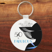 50 en Fabulous Art Deco Elegant 50th Birthday Sleutelhanger (Voorkant)