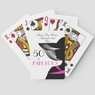 50 en Fabulous Art Deco Elegant 50th Birthday Speelkaarten