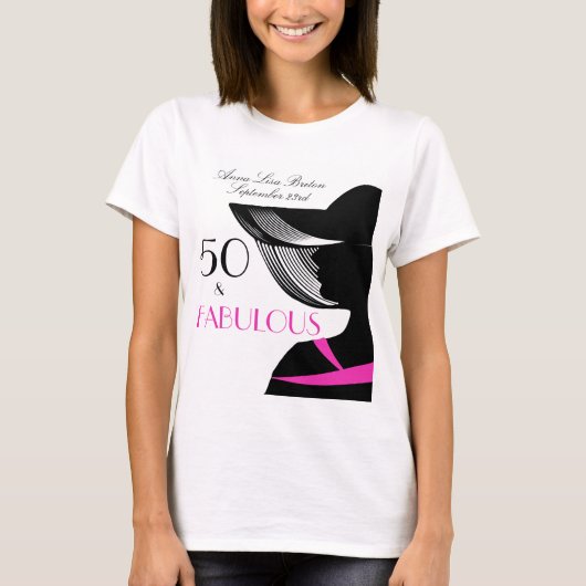50 en Fabulous Art Deco Elegant 50th Birthday T-shirt (Voorkant)