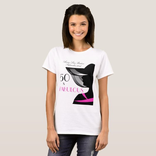50 en Fabulous Art Deco Elegant 50th Birthday T-shirt (Voorkant volledig)