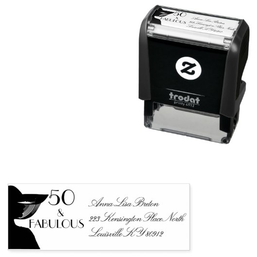 50 en Fabulous Art Deco Elegant 50th Birthday Zelfinktende Stempel (In situ)