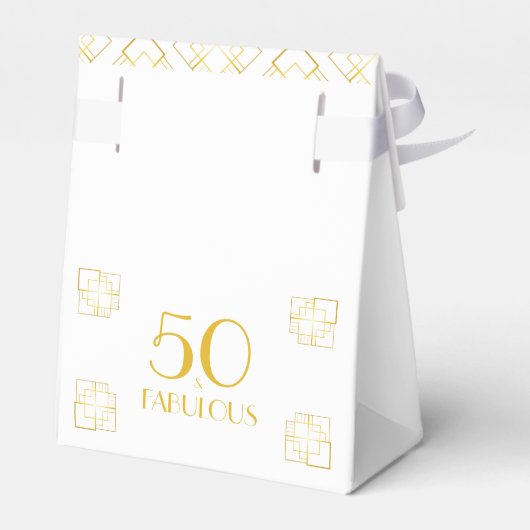 50 en Fabulous Art Deco stijl wit en goud Bedankdoosjes (Achterkant)