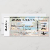 50 en Fabulous Bestemming Boarding Pass Verjaardag (Voorkant)