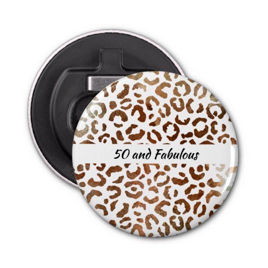 50 en Fabulous Big Cat Print Abstract Button Flesopener (Voorkant)