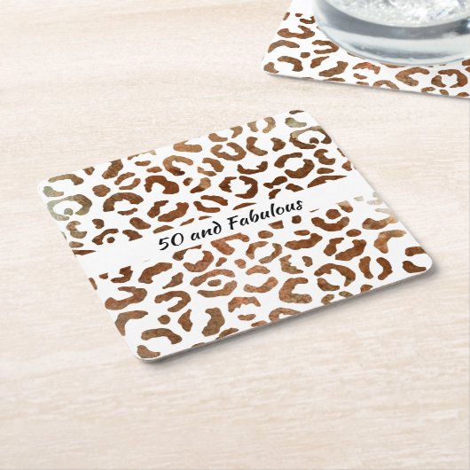 50 en Fabulous Big Cat Print Abstract Kartonnen Onderzetters (Schuin)