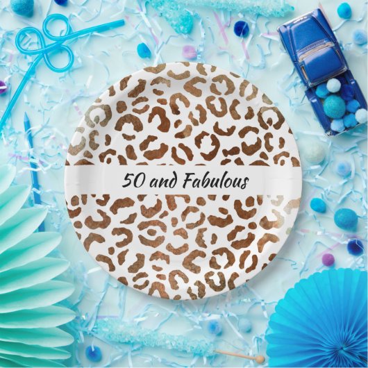 50 en Fabulous Big Cat Print Abstract Papieren Bordje (Feest)