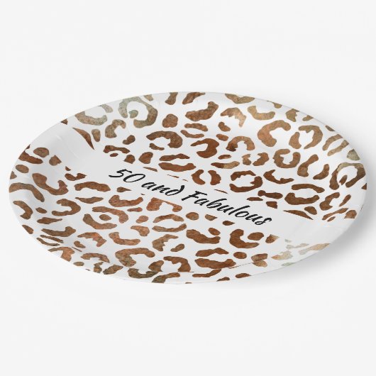 50 en Fabulous Big Cat Print Abstract Papieren Bordje (Gekanteld)