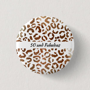 50 en Fabulous Big Cat Print Abstract Ronde Button 3,2 Cm