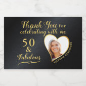 50 en Fabulous Birthday Black Favors Mini Sparkling Wijnetiket (Enkel label)