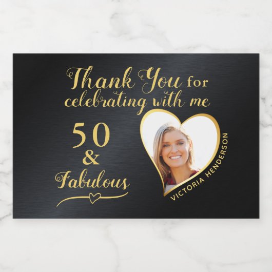 50 en Fabulous Birthday Black Favors Mini Sparkling Wijnetiket (Enkel label)