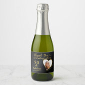 50 en Fabulous Birthday Black Favors Mini Sparkling Wijnetiket (Voorkant)