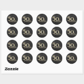 50 en Fabulous Birthday Black Gold Elegant Ronde Sticker (Vel)