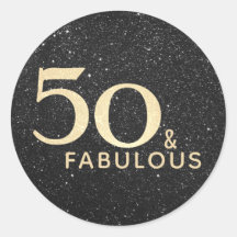 50 en Fabulous Birthday Black Gold Elegant