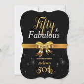 50 en Fabulous Birthday Black & Gold Kaart (Voorkant)