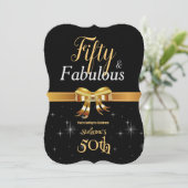 50 en Fabulous Birthday Black & Gold Kaart (Staand voorkant)