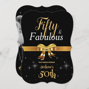 50 en Fabulous Birthday Black & Gold Kaart