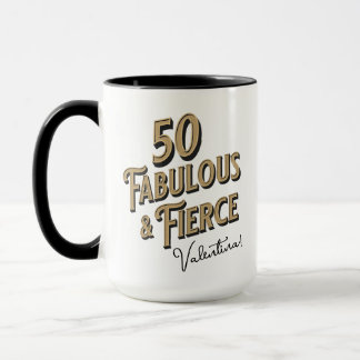 50 en Fabulous Birthday Black & Gold Mok
