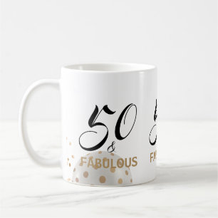 50 en Fabulous Birthday Black Gold Typografie Koffiemok