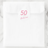 50 en Fabulous Birthday Classic Round Sticker (Tas)