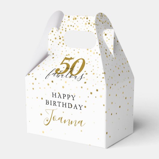 50 en Fabulous Birthday Elegant Gold en Black Bedankdoosjes (Voorkant Zijde)
