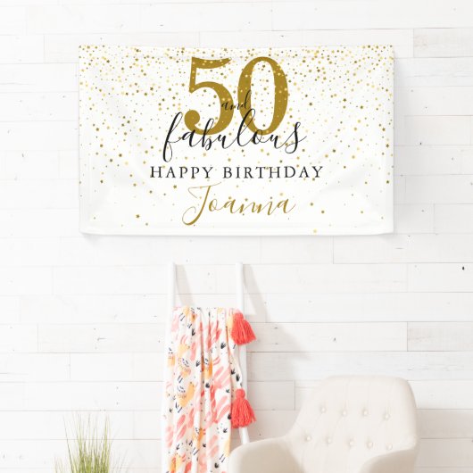 50 en Fabulous Birthday Elegant Gold en Black Spandoek (Insitu)